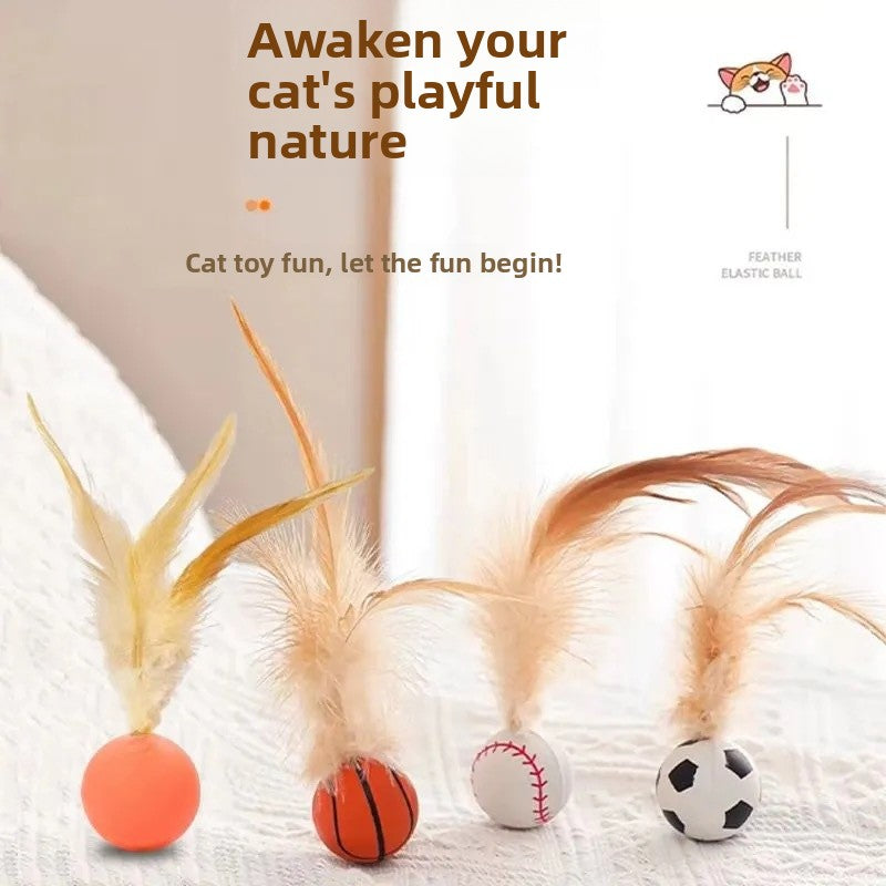Feather Pet Toy Made Of Durable Rubber, Perfect For Interactive Play With Your Cat