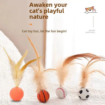 Feather Pet Toy Made Of Durable Rubber, Perfect For Interactive Play With Your Cat