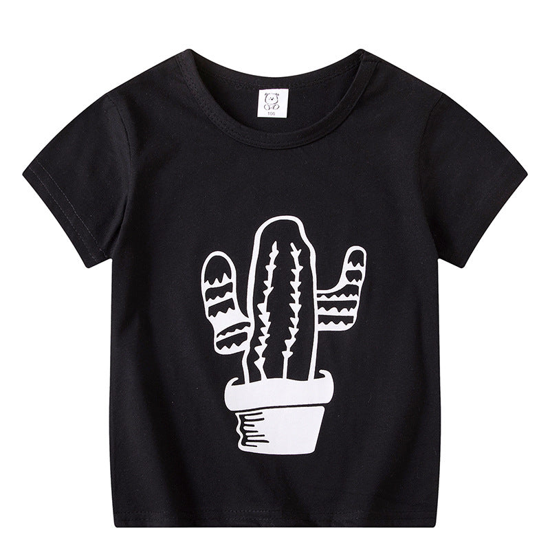 Cartoon Children's T-shirt In White Cotton With Round Neck And Short Sleeves, Perfect For Summer