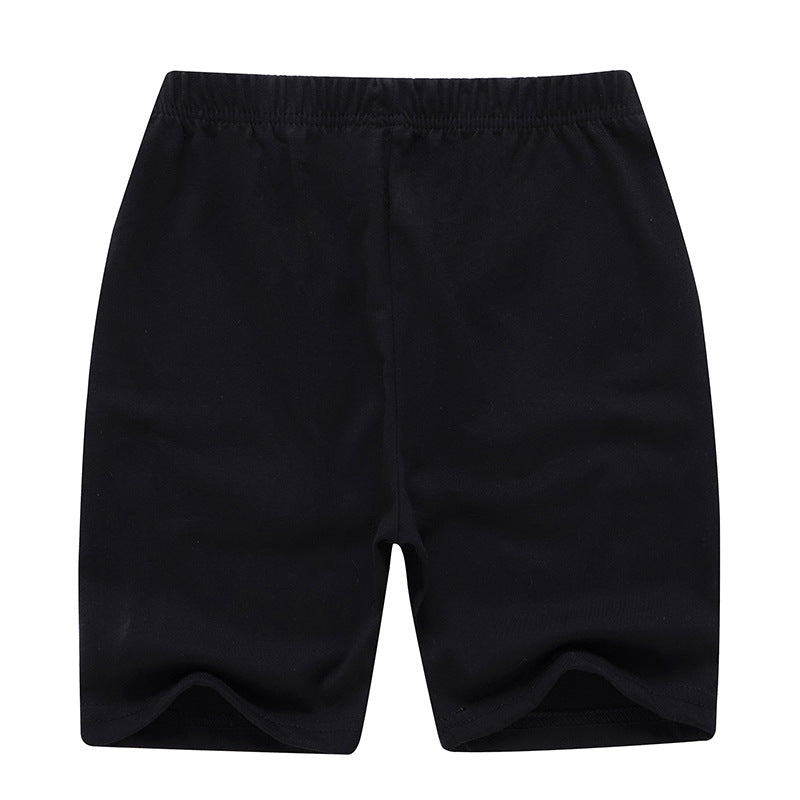 Sporty Letter Pattern Cotton Shorts For Children In Dyed Black, Perfect For Summer Wear
