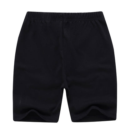Sporty Letter Pattern Cotton Shorts For Children In Dyed Black, Perfect For Summer Wear