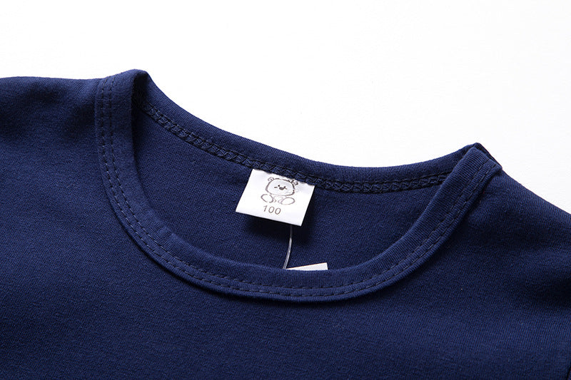 Cartoon Children's T-shirt In Light Blue With Round Neck And Long Sleeves, Made From Over 90% Cotton, Perfect For Spring