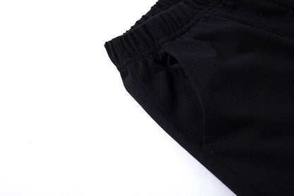 Sporty Letter Pattern Cotton Shorts For Children In Dyed Black, Perfect For Summer Wear