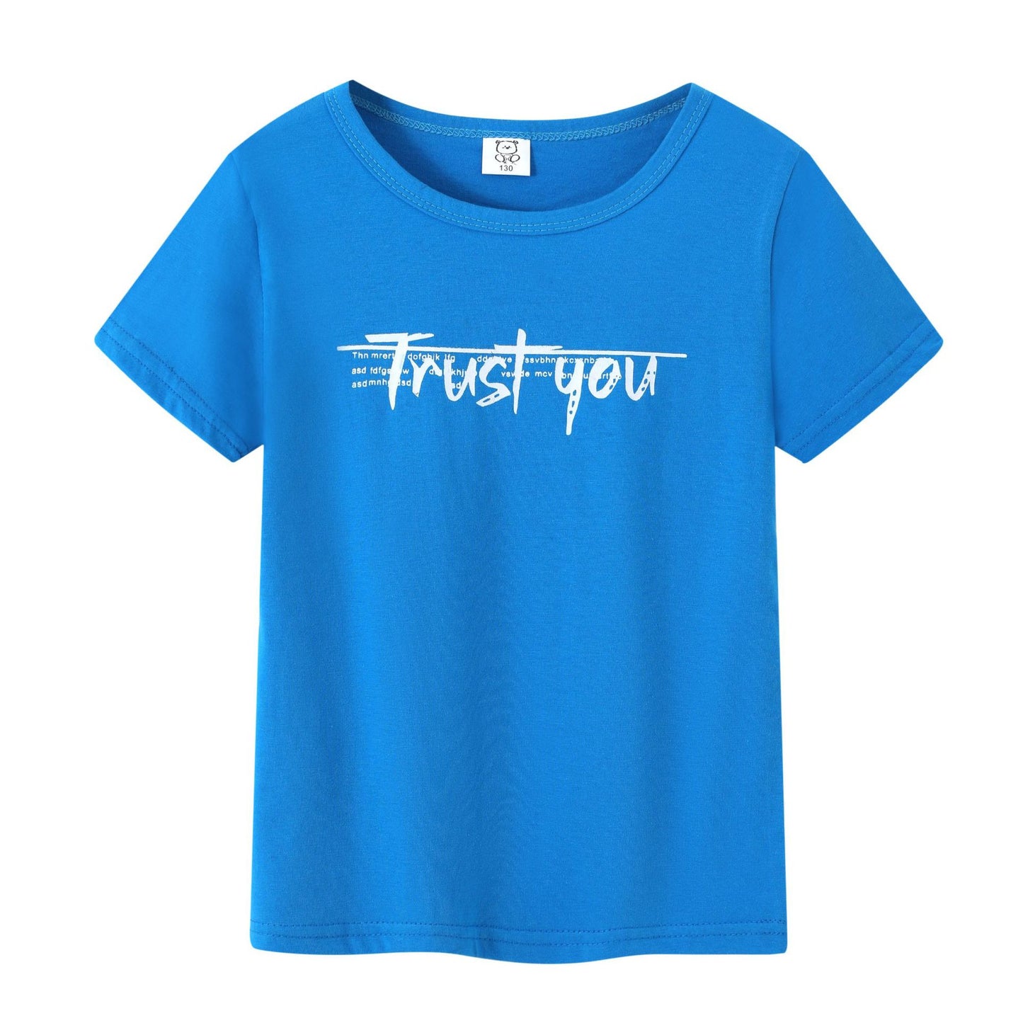 Preppy Style Letter Pattern Boy's Cotton T-Shirt With Round Neck And Short Sleeves In Yellow