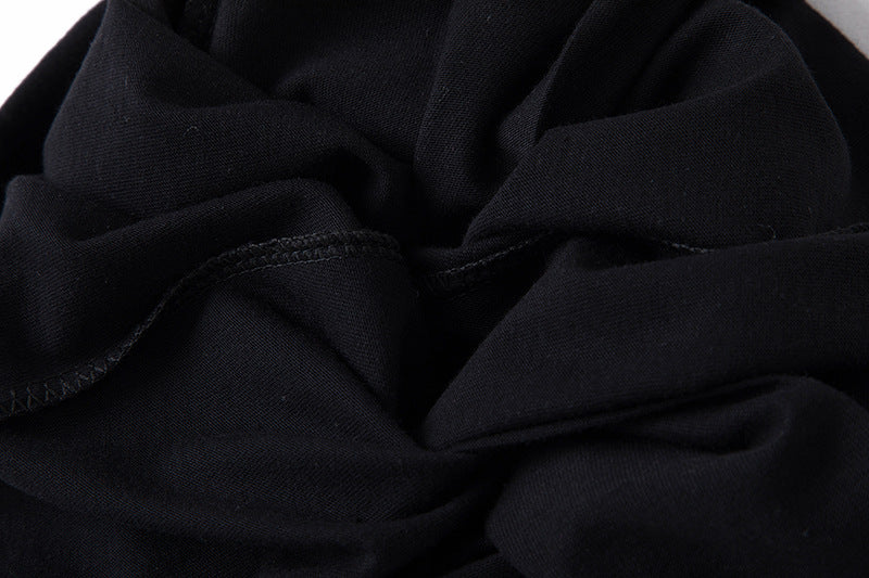 Sporty Letter Pattern Cotton Shorts For Children In Dyed Black, Perfect For Summer Wear