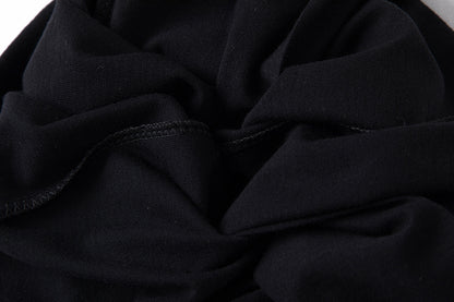 Sporty Letter Pattern Cotton Shorts For Children In Dyed Black, Perfect For Summer Wear