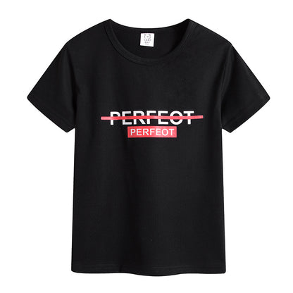 Preppy Style Letter Pattern Boy's Cotton T-Shirt With Round Neck And Short Sleeves In Yellow