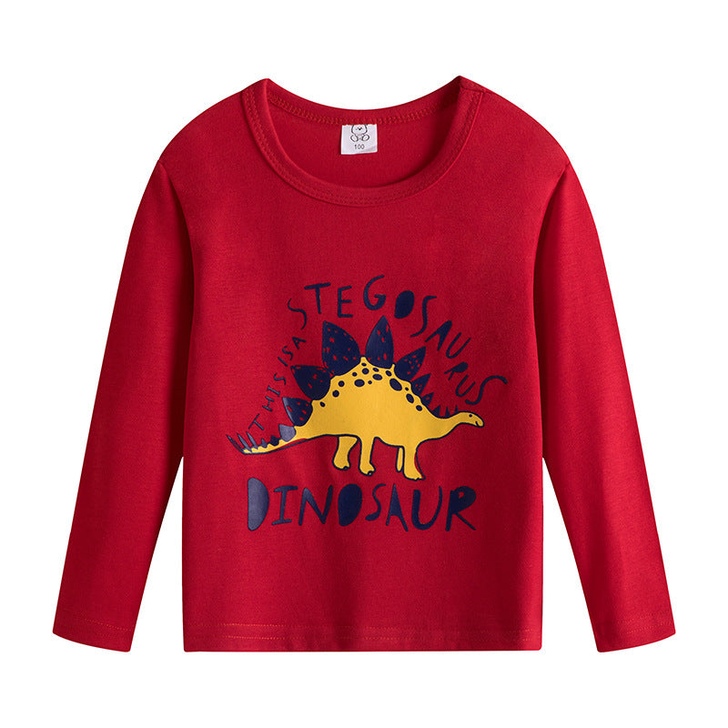 Cartoon Children's T-shirt In Light Blue With Round Neck And Long Sleeves, Made From Over 90% Cotton, Perfect For Spring