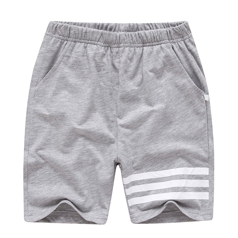 Sporty Letter Pattern Cotton Shorts For Children In Dyed Black, Perfect For Summer Wear