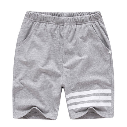 Sporty Letter Pattern Cotton Shorts For Children In Dyed Black, Perfect For Summer Wear