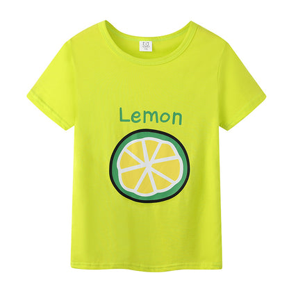 Preppy Style Letter Pattern Boy's Cotton T-Shirt With Round Neck And Short Sleeves In Yellow