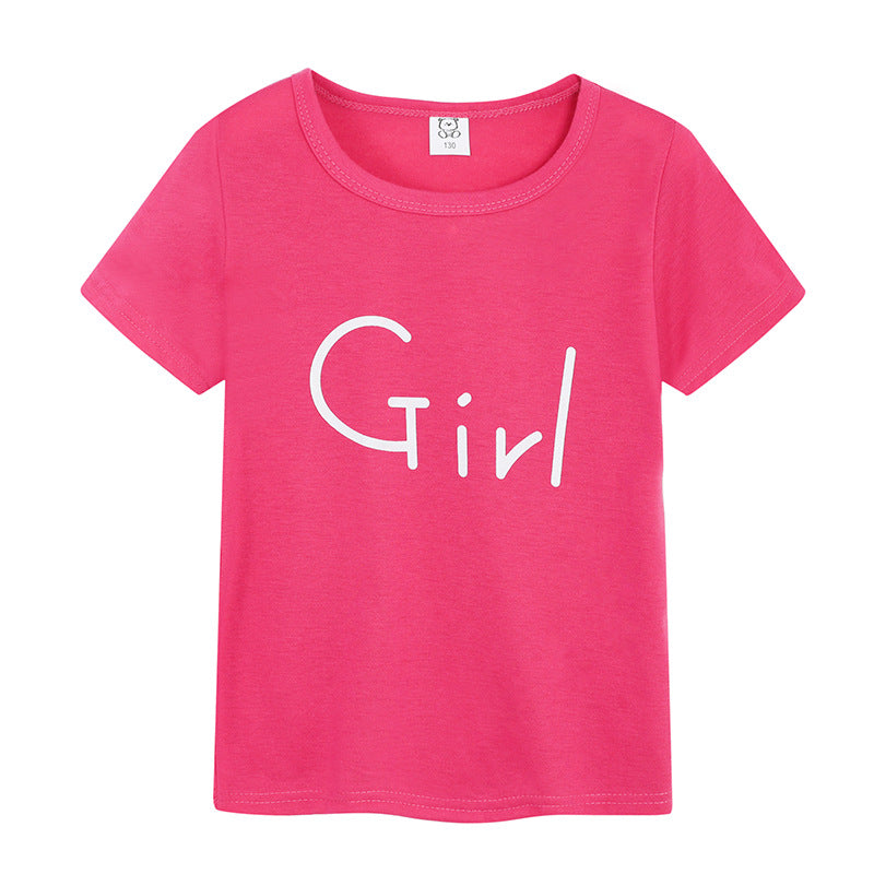 Preppy Style Letter Pattern Boy's Cotton T-Shirt With Round Neck And Short Sleeves In Yellow