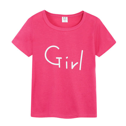 Preppy Style Letter Pattern Boy's Cotton T-Shirt With Round Neck And Short Sleeves In Yellow