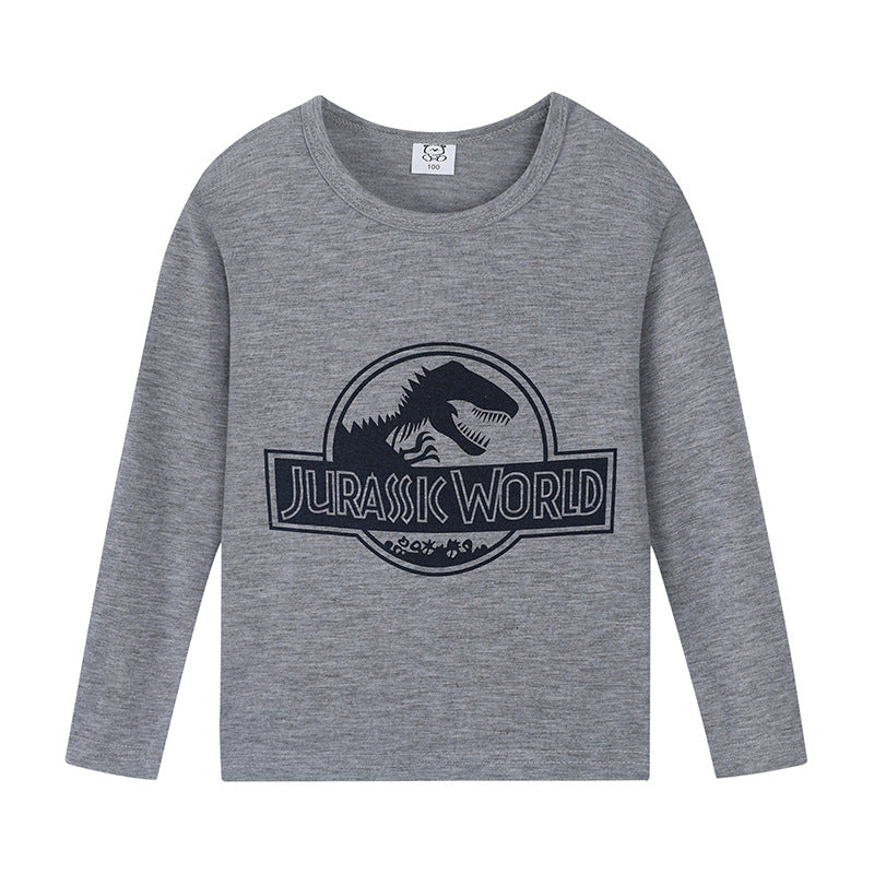 Cartoon Children's T-shirt In Light Blue With Round Neck And Long Sleeves, Made From Over 90% Cotton, Perfect For Spring