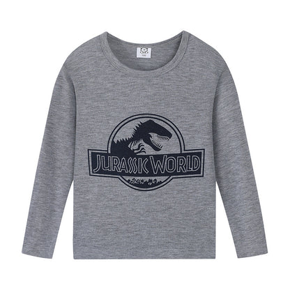 Cartoon Children's T-shirt In Light Blue With Round Neck And Long Sleeves, Made From Over 90% Cotton, Perfect For Spring