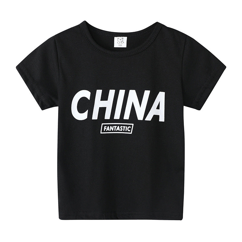 Cartoon Children's T-shirt In White Cotton With Round Neck And Short Sleeves, Perfect For Summer