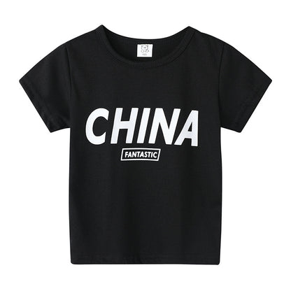 Cartoon Children's T-shirt In White Cotton With Round Neck And Short Sleeves, Perfect For Summer