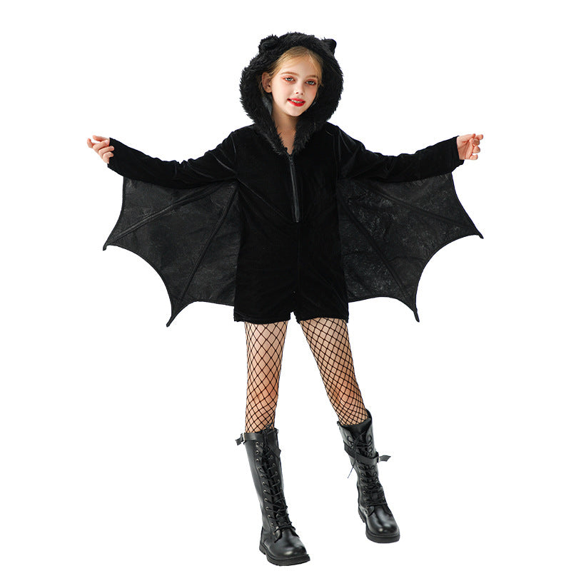 Halloween Bat Costume For Kids In Polyester Fabric, Perfect For Performances And Dance