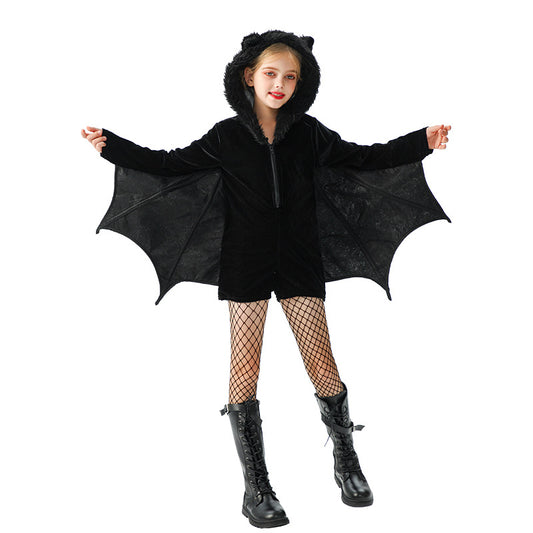 Halloween Bat Costume For Kids In Polyester Fabric, Perfect For Performances And Dance