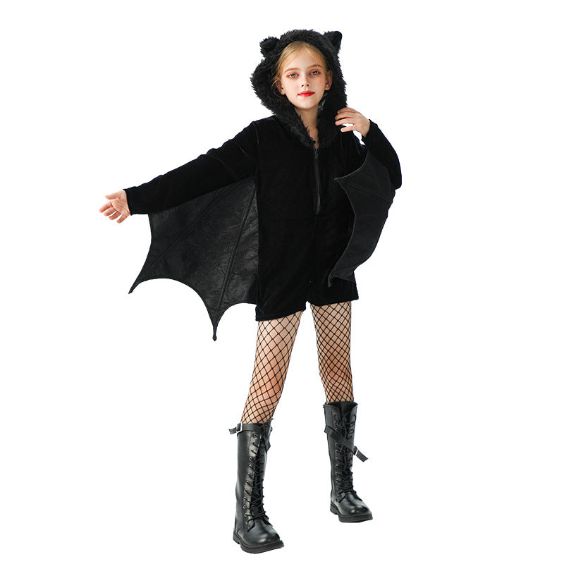 Halloween Bat Costume For Kids In Polyester Fabric, Perfect For Performances And Dance