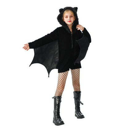 Halloween Bat Costume For Kids In Polyester Fabric, Perfect For Performances And Dance