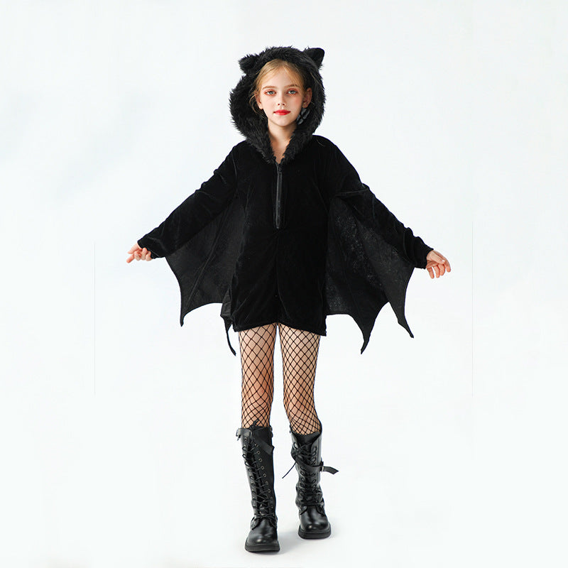 Halloween Bat Costume For Kids In Polyester Fabric, Perfect For Performances And Dance