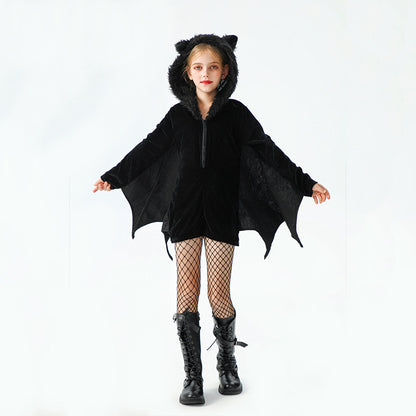 Halloween Bat Costume For Kids In Polyester Fabric, Perfect For Performances And Dance