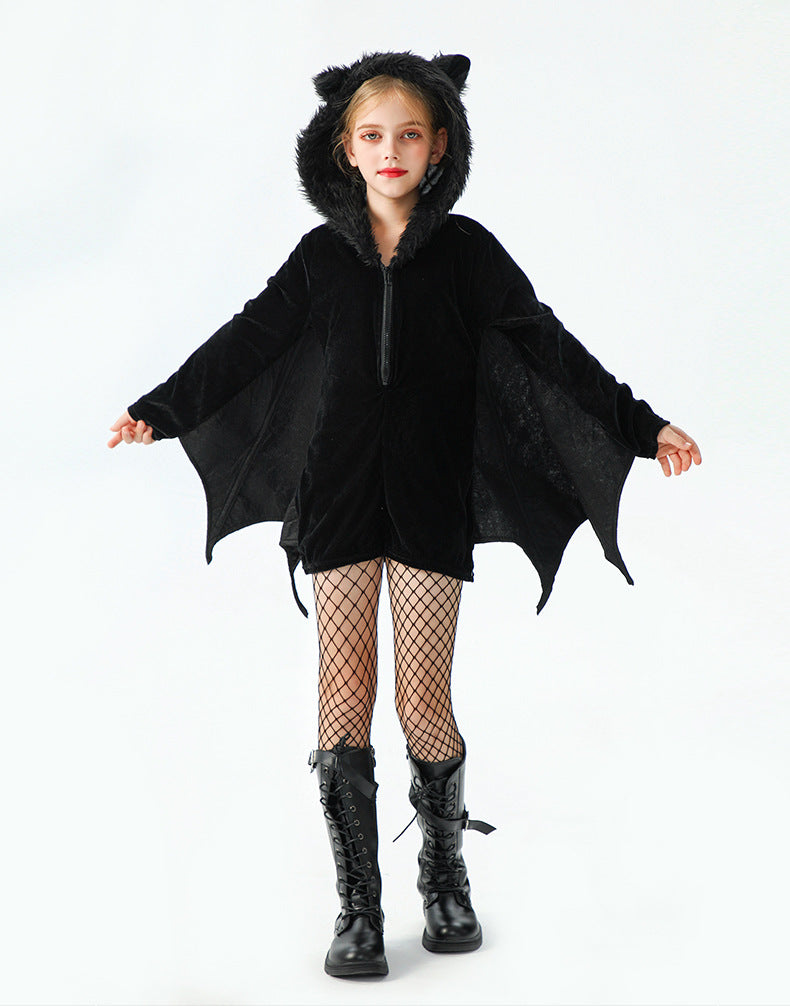 Halloween Bat Costume For Kids In Polyester Fabric, Perfect For Performances And Dance