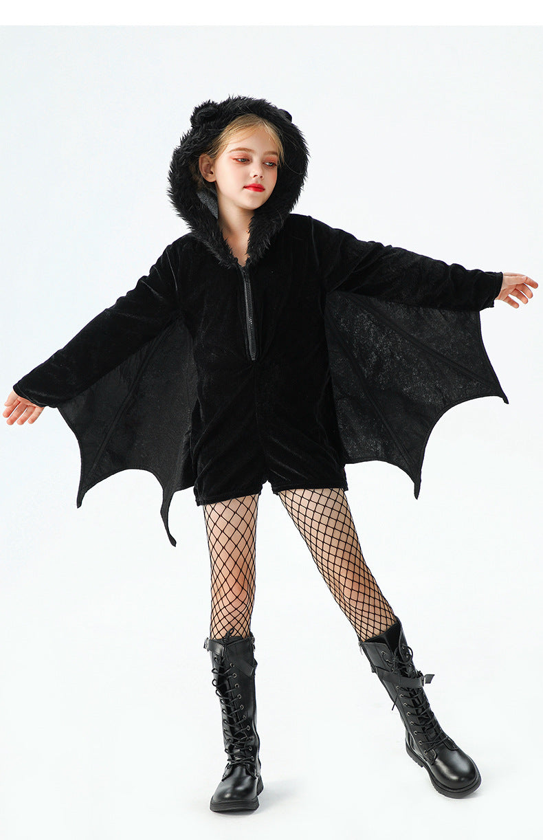 Halloween Bat Costume For Kids In Polyester Fabric, Perfect For Performances And Dance