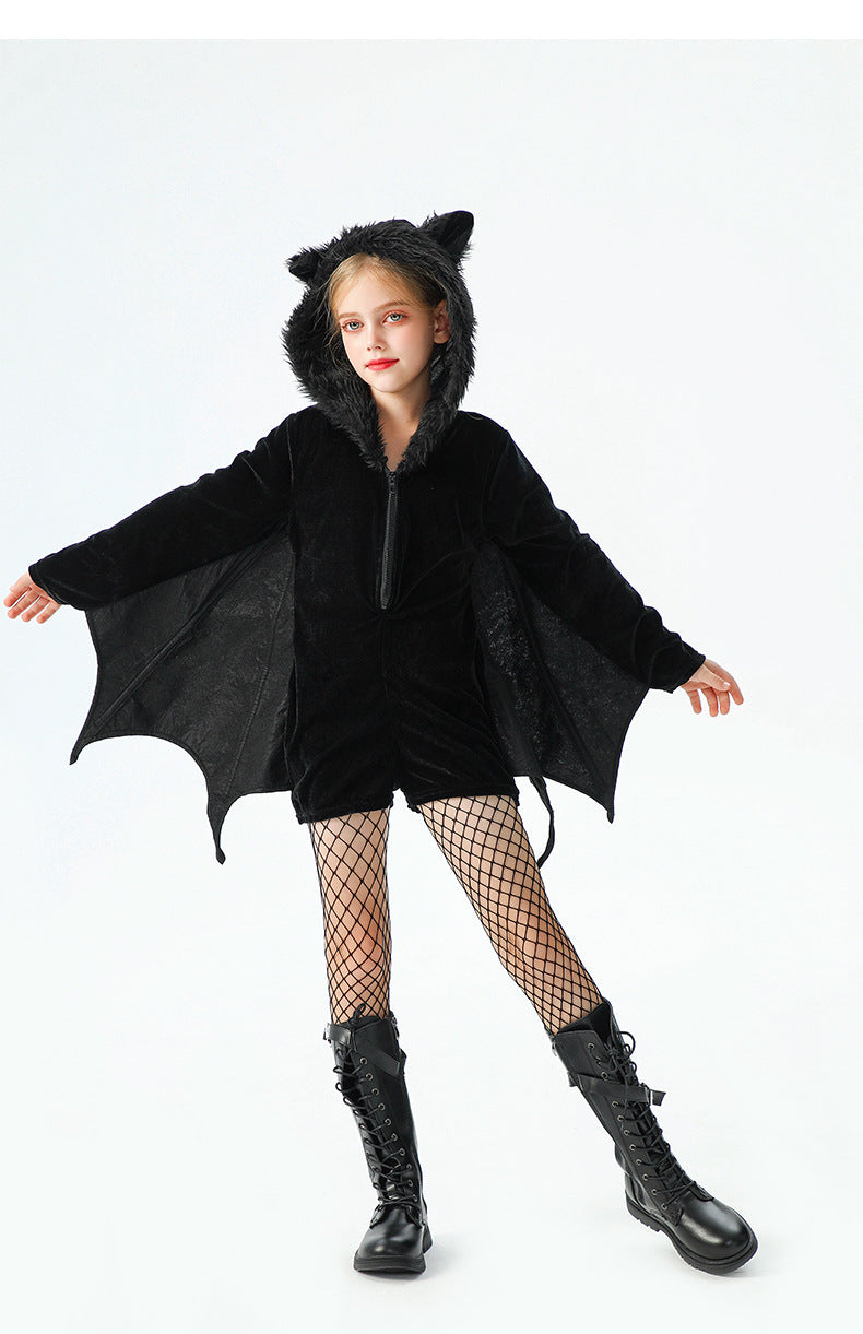 Halloween Bat Costume For Kids In Polyester Fabric, Perfect For Performances And Dance