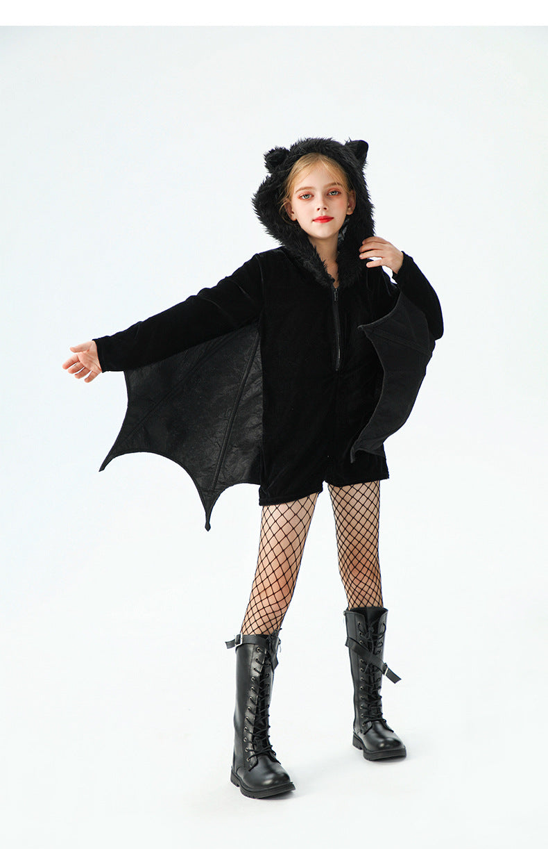 Halloween Bat Costume For Kids In Polyester Fabric, Perfect For Performances And Dance