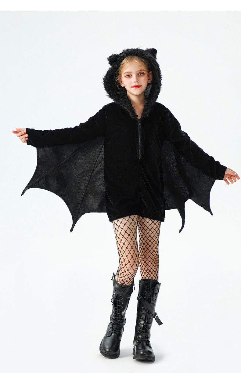 Halloween Bat Costume For Kids In Polyester Fabric, Perfect For Performances And Dance