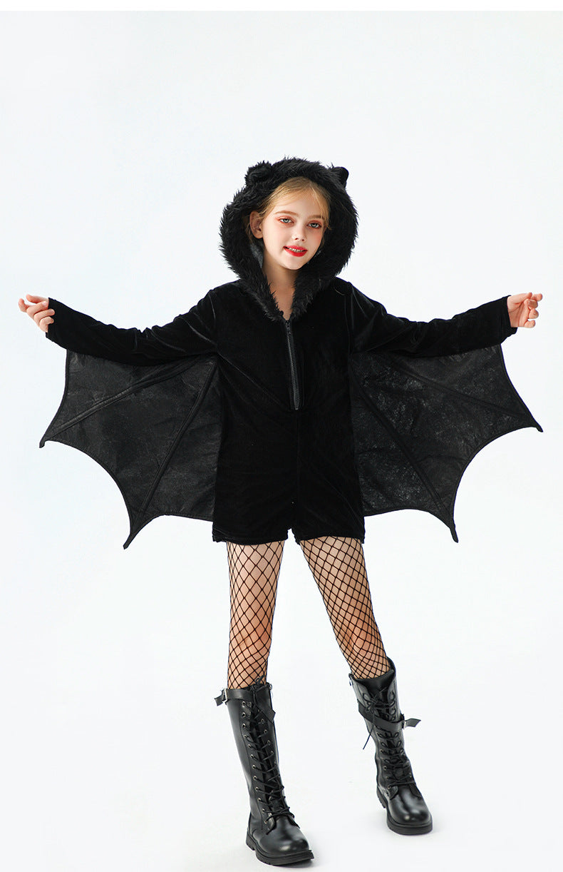 Halloween Bat Costume For Kids In Polyester Fabric, Perfect For Performances And Dance