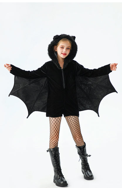 Halloween Bat Costume For Kids In Polyester Fabric, Perfect For Performances And Dance
