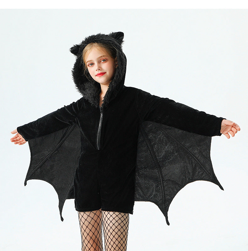Halloween Bat Costume For Kids In Polyester Fabric, Perfect For Performances And Dance