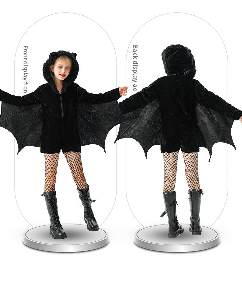 Halloween Bat Costume For Kids In Polyester Fabric, Perfect For Performances And Dance