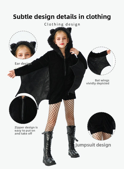 Halloween Bat Costume For Kids In Polyester Fabric, Perfect For Performances And Dance