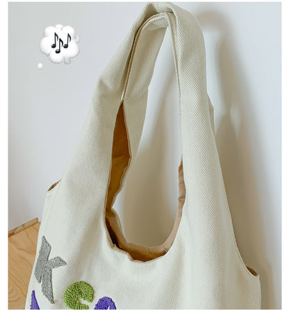 Square Canvas Shoulder Bag Featuring Letter Pattern, Stylish And Durable For Everyday Use