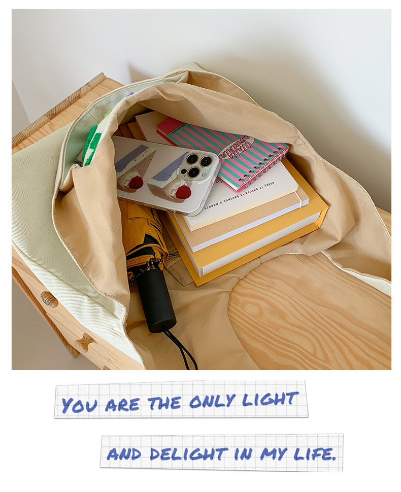 Square Canvas Shoulder Bag Featuring Letter Pattern, Stylish And Durable For Everyday Use