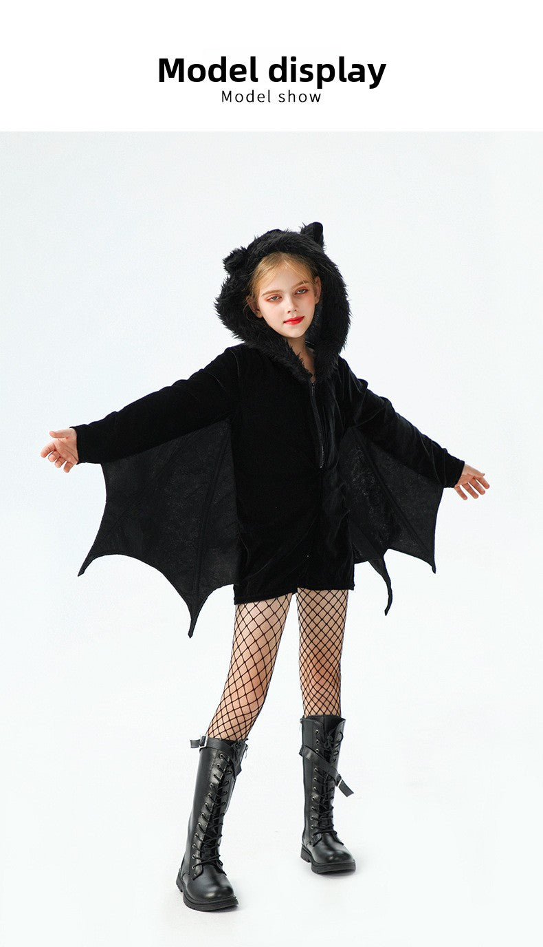 Halloween Bat Costume For Kids In Polyester Fabric, Perfect For Performances And Dance