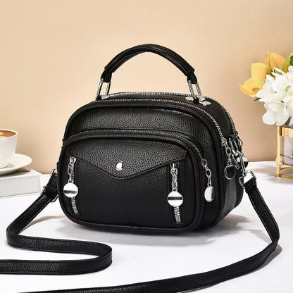 Round PU Leather Shoulder Bag For Women, Perfect For Spring And Summer