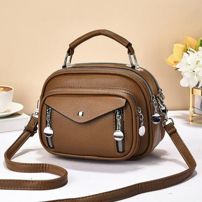 Round PU Leather Shoulder Bag For Women, Perfect For Spring And Summer