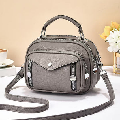 Round PU Leather Shoulder Bag For Women, Perfect For Spring And Summer