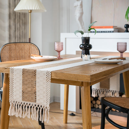 Nordic Style Cotton And Linen Tablecloth With Elegant Stripe Pattern, Perfect For Home Dining And Decor