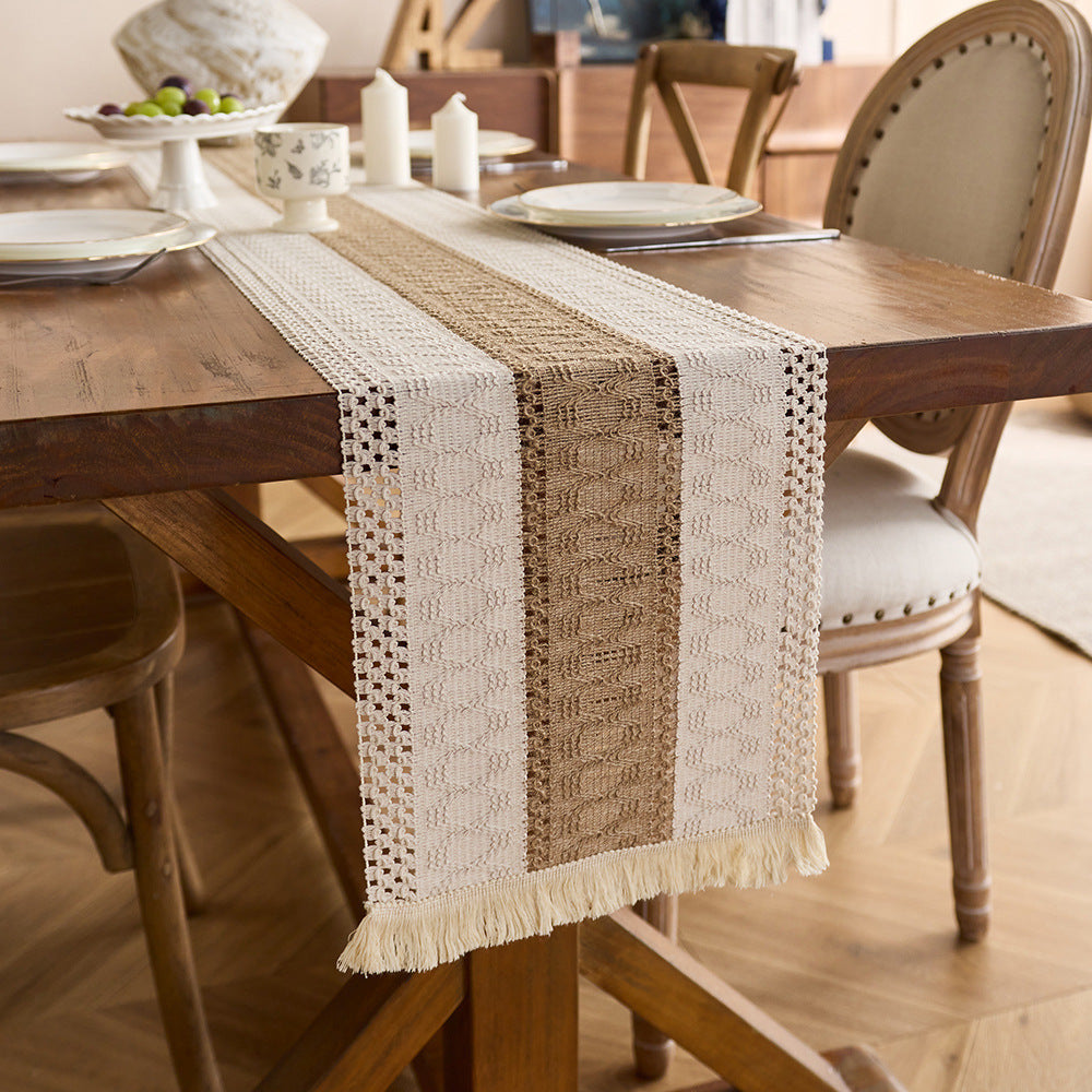 Nordic Style Cotton And Linen Tablecloth With Elegant Stripe Pattern, Perfect For Home Dining And Decor