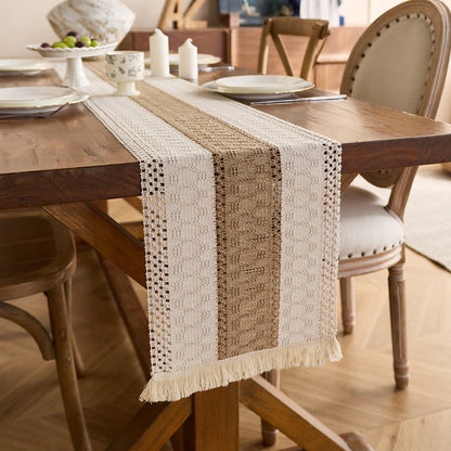 Nordic Style Cotton And Linen Tablecloth With Elegant Stripe Pattern, Perfect For Home Dining And Decor
