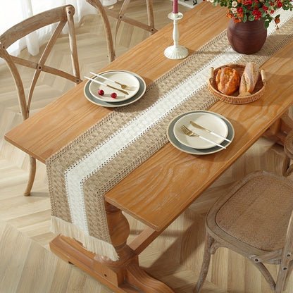 Nordic Style Cotton And Linen Tablecloth With Elegant Stripe Pattern, Perfect For Home Dining And Decor