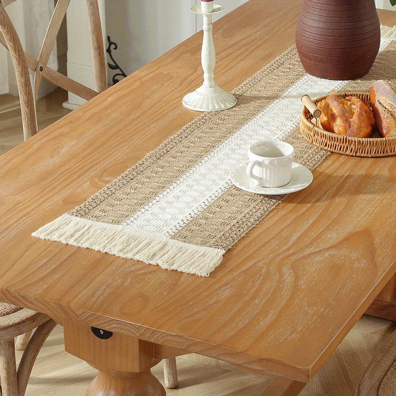 Nordic Style Cotton And Linen Tablecloth With Elegant Stripe Pattern, Perfect For Home Dining And Decor