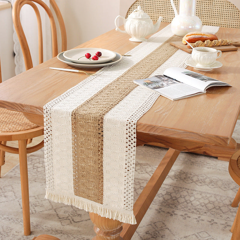 Nordic Style Cotton And Linen Tablecloth With Elegant Stripe Pattern, Perfect For Home Dining And Decor