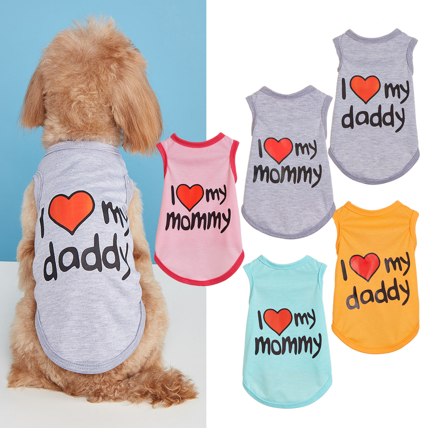 Letter Pattern Pet Clothing For Dogs In Polyester, Perfect For Spring & Summer Seasons